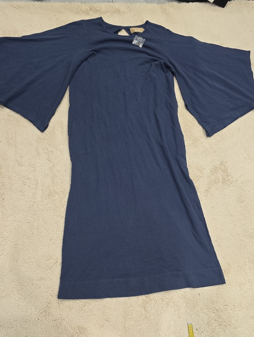 Free People Navy Bell-Sleeve Midi Dress